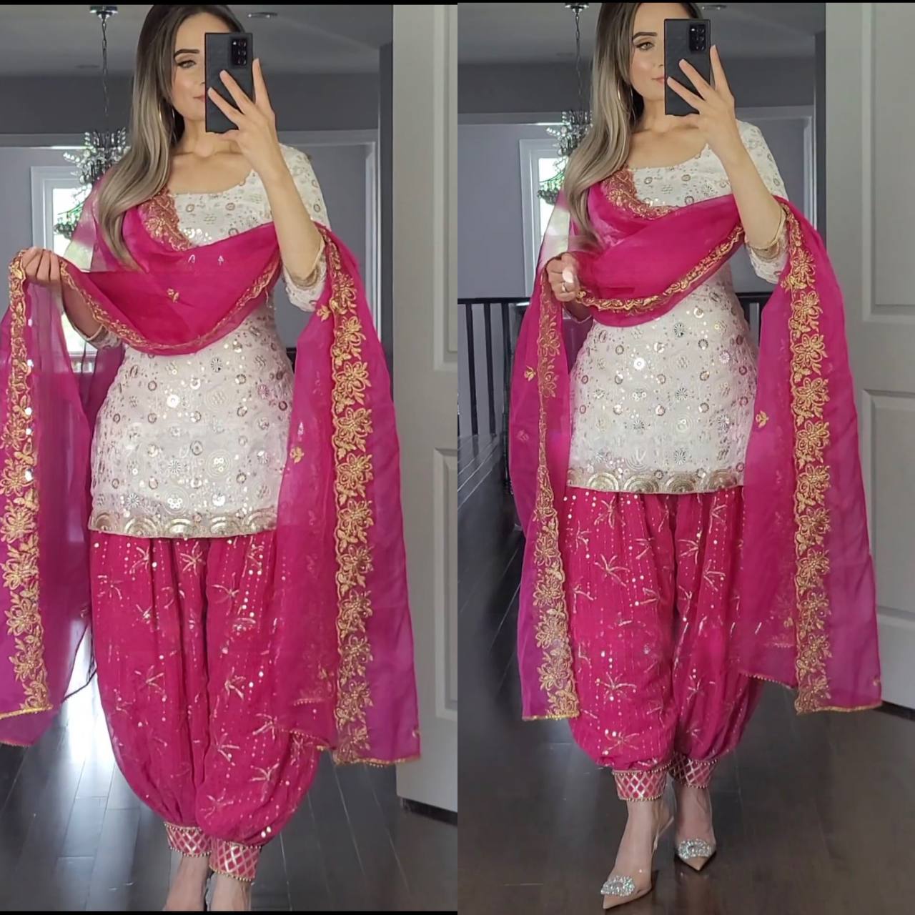 Fashion Boutique Indian Punjabi Designer Patiyala Salwar Kameez Ready To  Wear Dress For Women 1211 (42, Pink) at Amazon Women's Clothing store